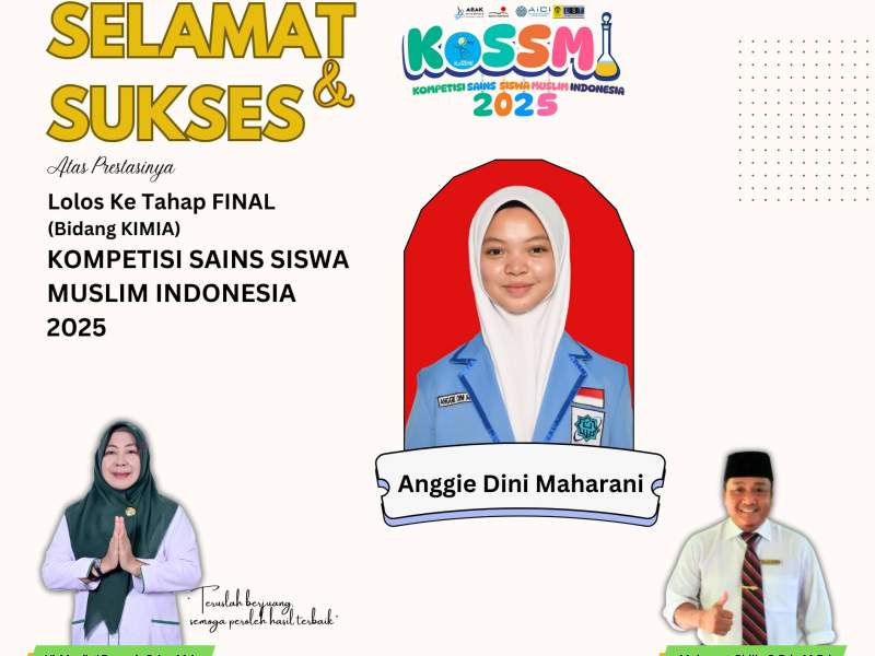 Selamat dan Sukses Delegasi MAN Insan Cendekia Kota Palu atas keberhasilannya Lolos ke Tahap FINAL pada Ajang Kompetisi Sains Siswa Muslim Indonesia (KOSSMI) 2025.